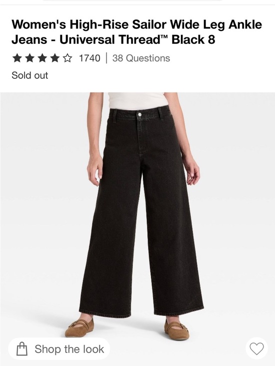 Universal Thread Denim - Universal Thread Women's High-Rise Sailor Wide Leg Ankle Jeans - Black